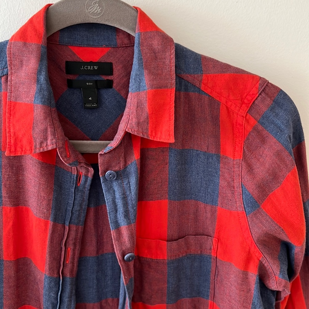 J Crew red and blue button down